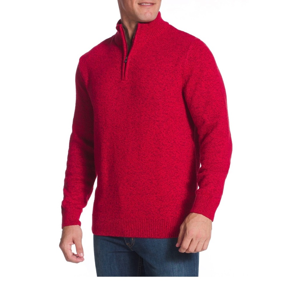 Chaps Mens Long Sleeve Twist Cotton Quarter Zip Mock Neck Sweater